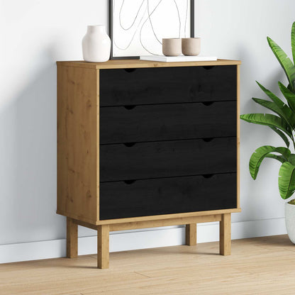 vidaXL Chest of Drawers OTTA Black 76.5 x 39.5 x 90 cm Solid Pine Wood 1