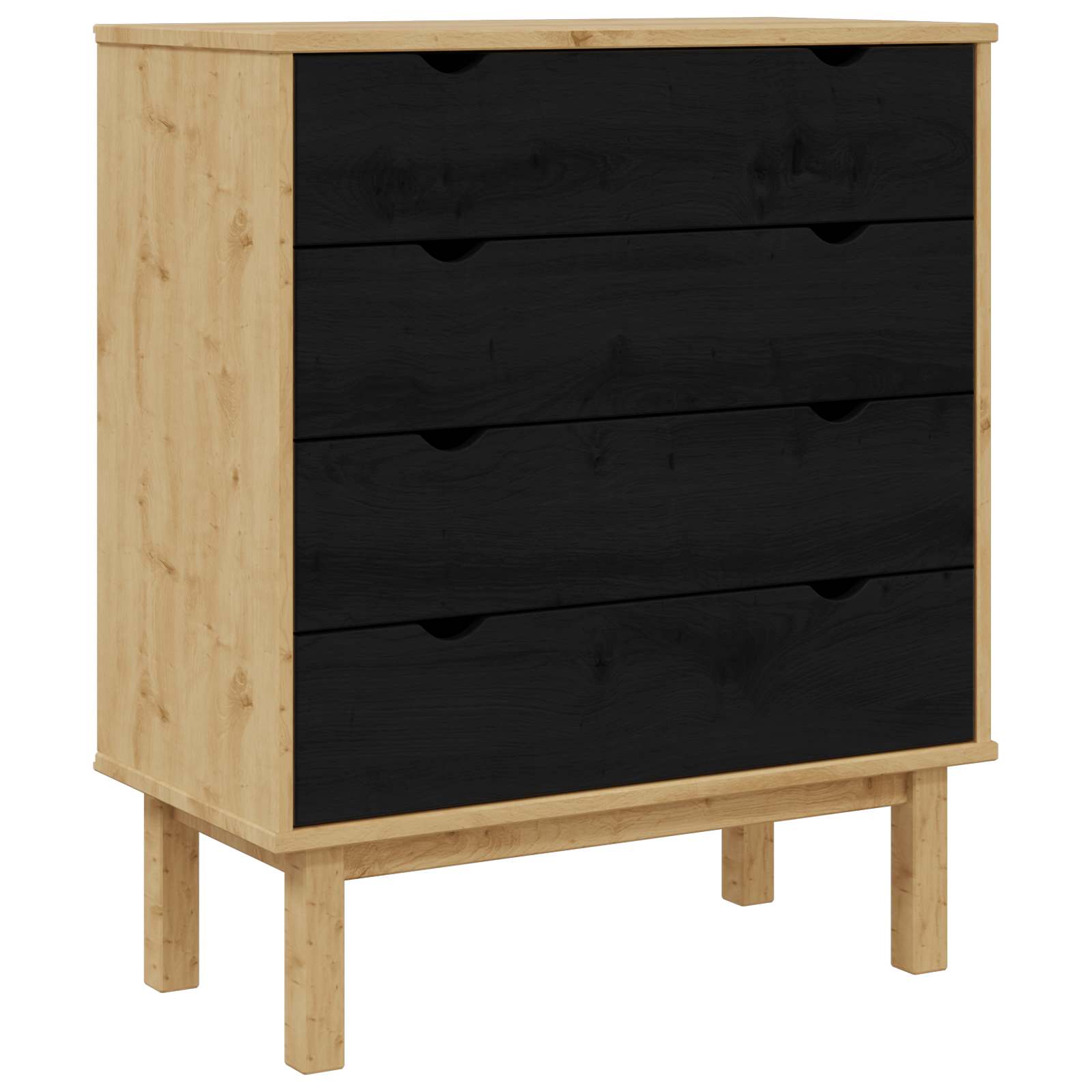 vidaXL Chest of Drawers OTTA Black 76.5 x 39.5 x 90 cm Solid Pine Wood 2