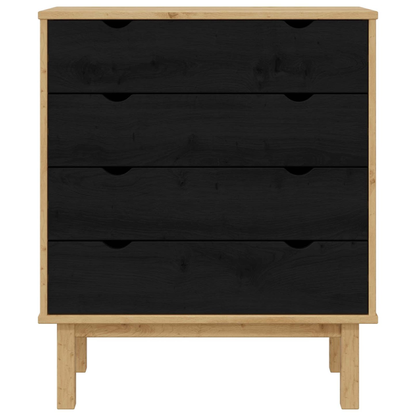 vidaXL Chest of Drawers OTTA Black 76.5 x 39.5 x 90 cm Solid Pine Wood 6