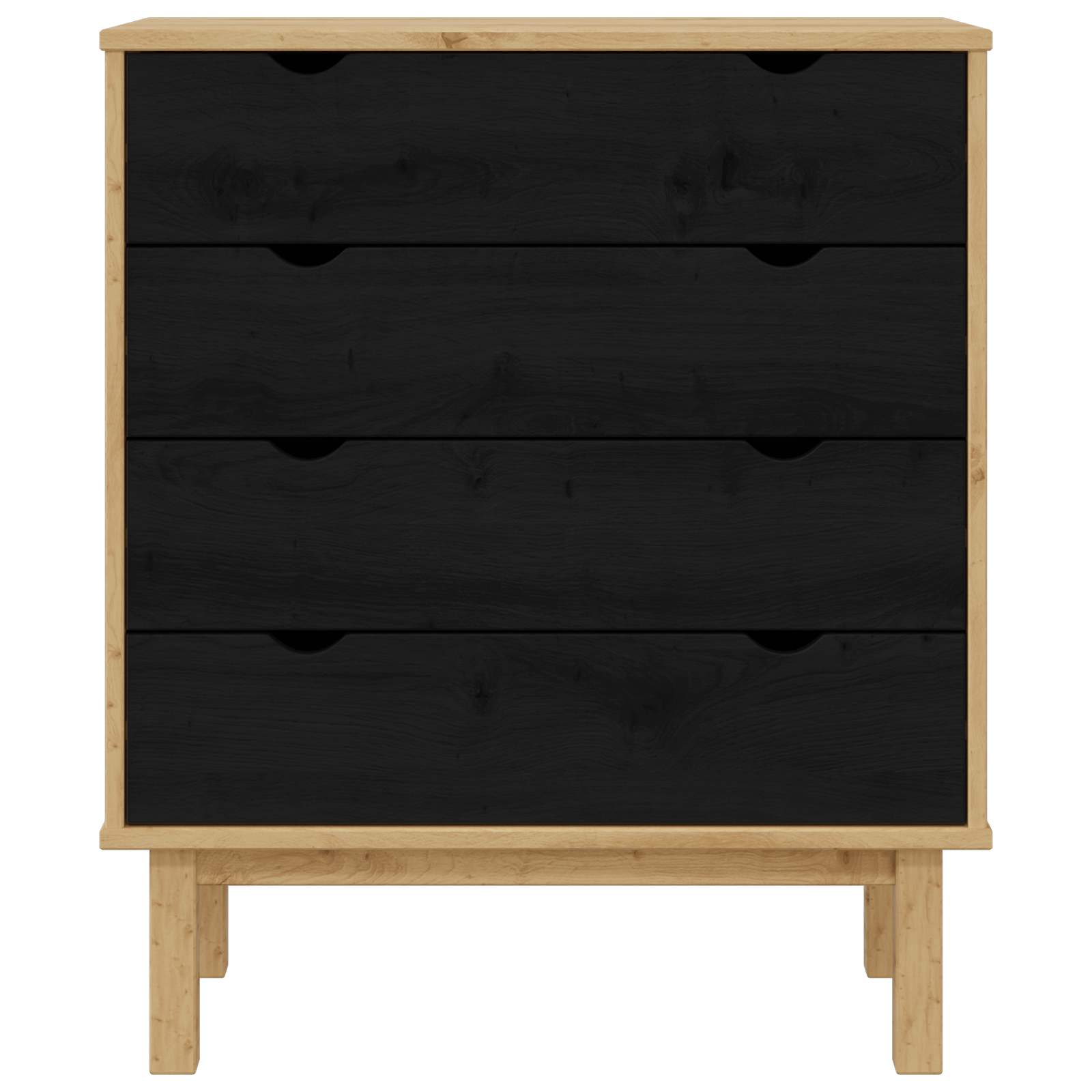 vidaXL Chest of Drawers OTTA Black 76.5 x 39.5 x 90 cm Solid Pine Wood 6