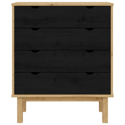 vidaXL Chest of Drawers OTTA Black 76.5 x 39.5 x 90 cm Solid Pine Wood 6