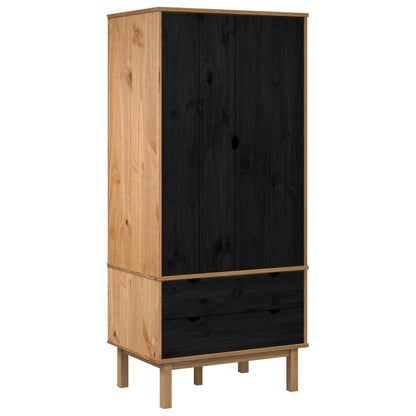vidaXL Wardrobe OTTA Black 76.5 x 53 x 172 cm Solid Pine Wood 2