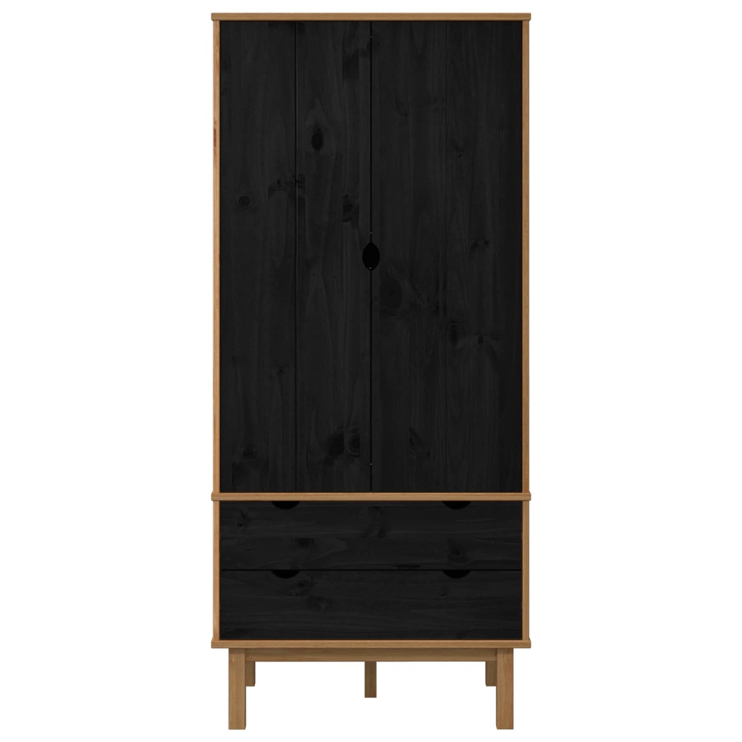 vidaXL Wardrobe OTTA Black 76.5 x 53 x 172 cm Solid Pine Wood 4