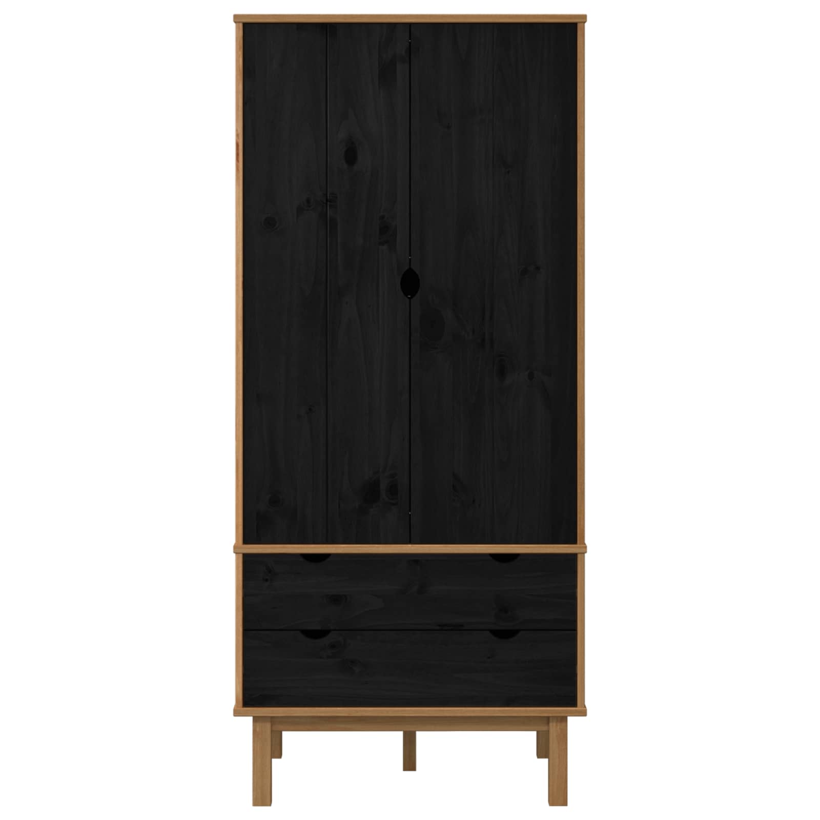 vidaXL Wardrobe OTTA Black 76.5 x 53 x 172 cm Solid Pine Wood 4