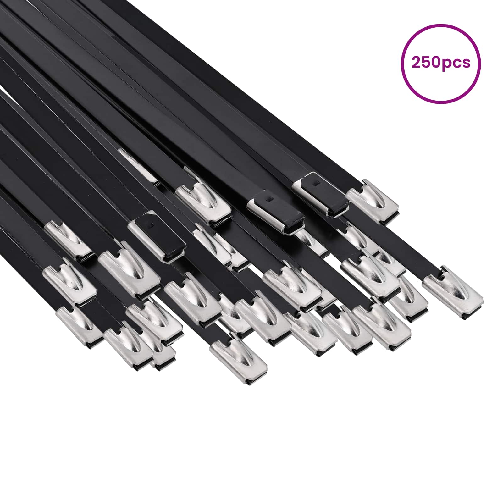 vidaXL Cable Tie 250 pcs 4.6 x 800 mm Black 3