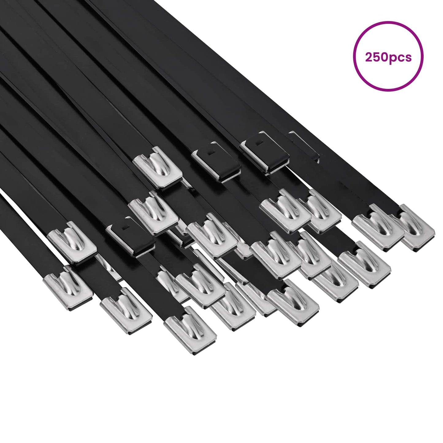 vidaXL Cable Tie 250 pcs 7.9 x 400 mm Black 3