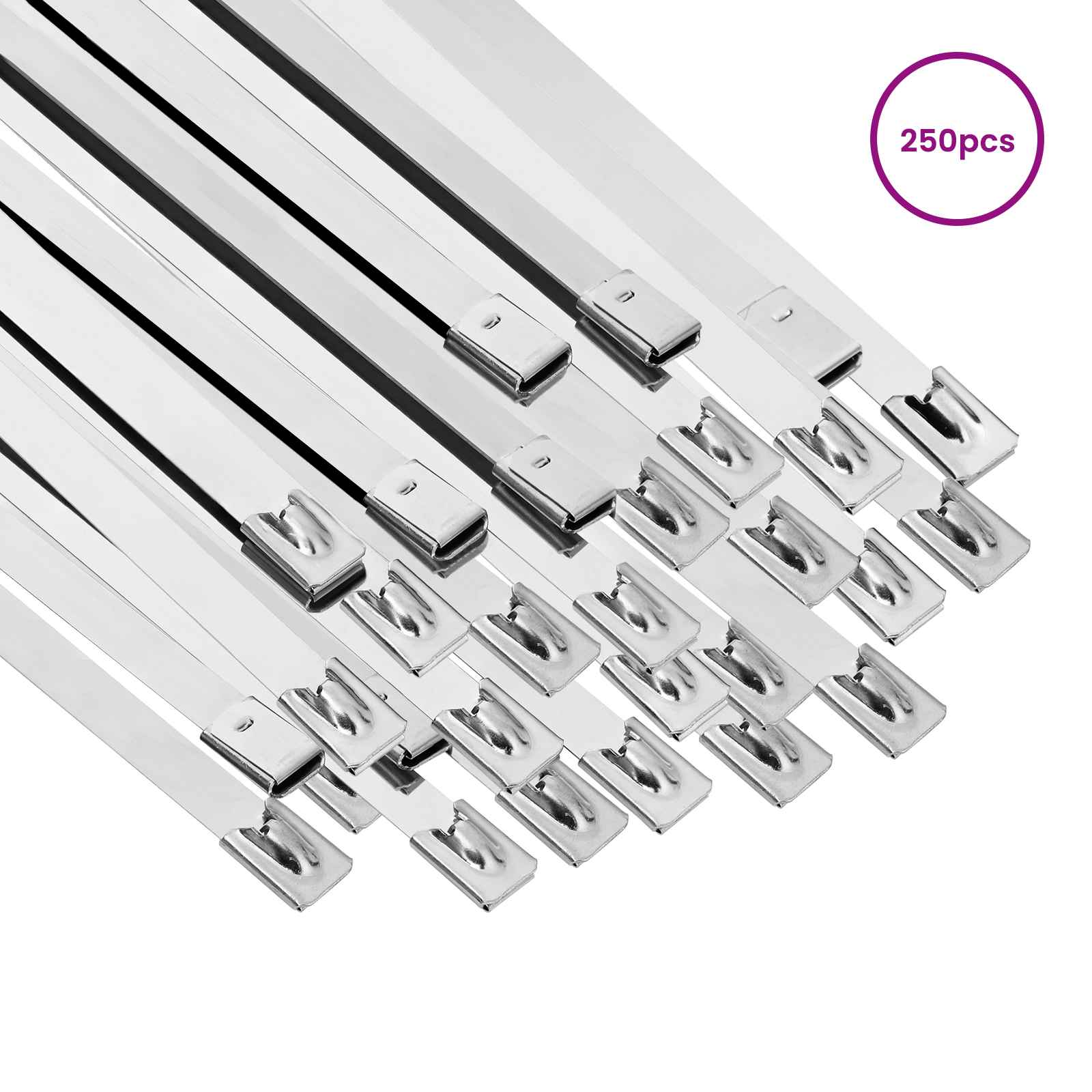 vidaXL Cable Tie 250 pcs 7.9 x 800 mm Silver 3
