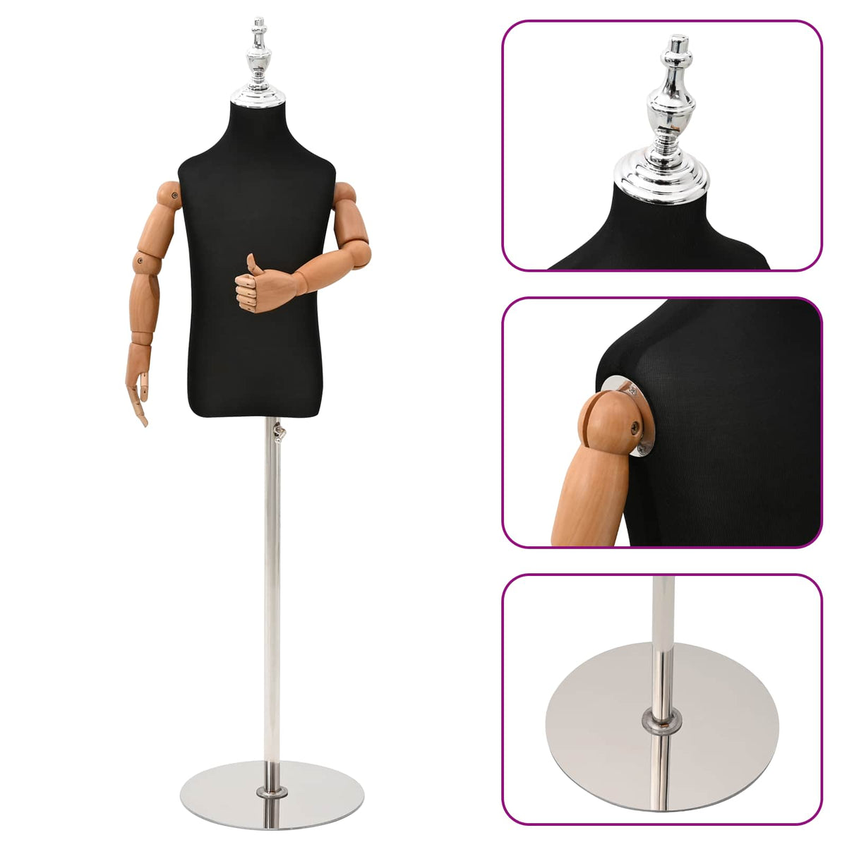 Adjustable 120-150 Mannequin with Base Unisex PP Black
