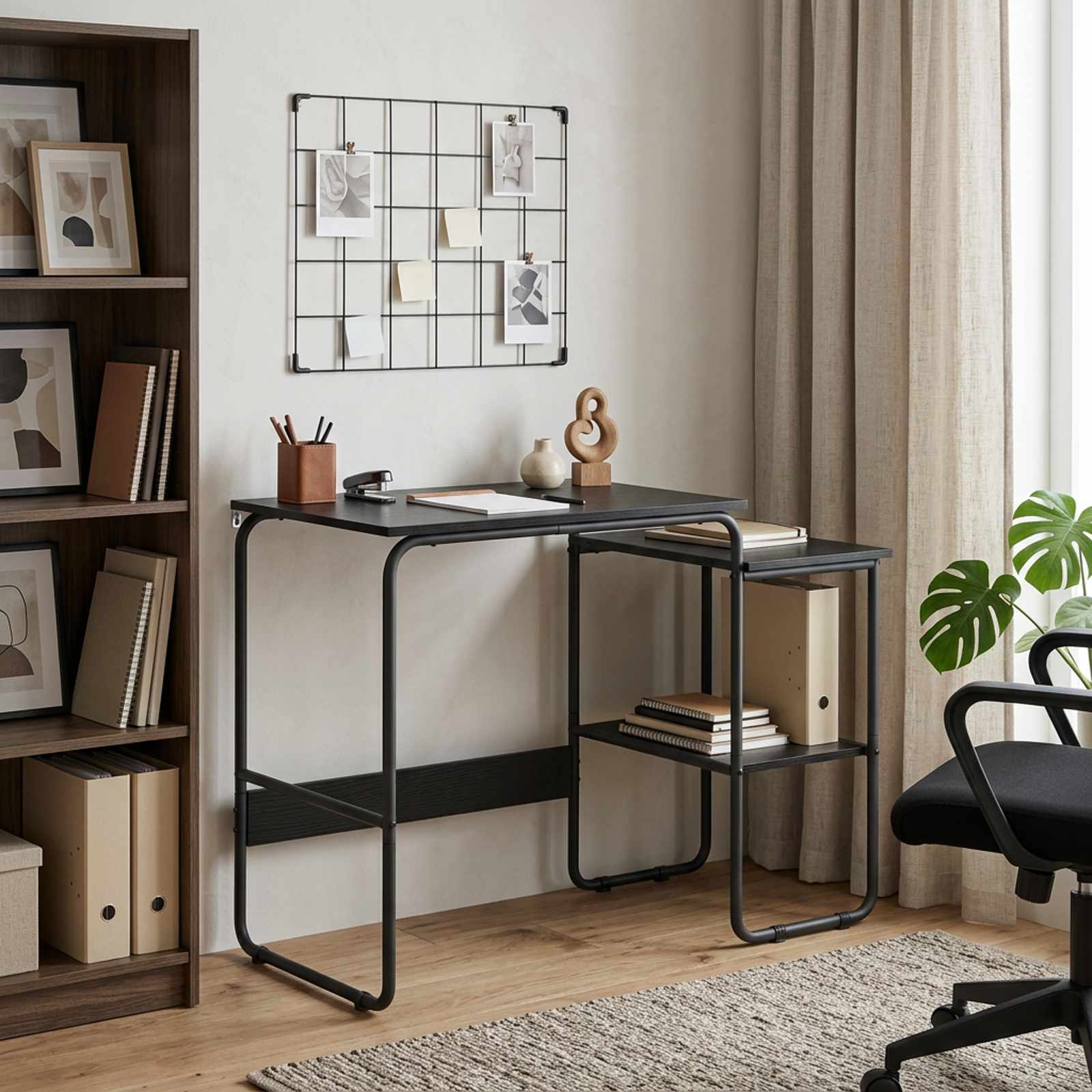 vidaXL Desk with Storage Black Oak 100 x 50 x 75 cm 1