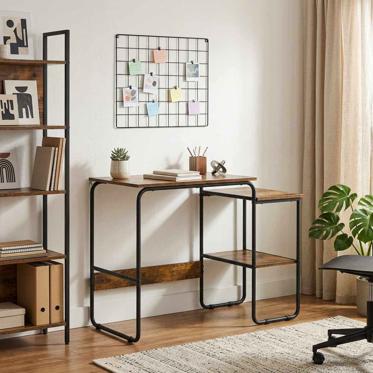 vidaXL Desk with Storage Smoked Oak 100 x 50 x 75 cm 1