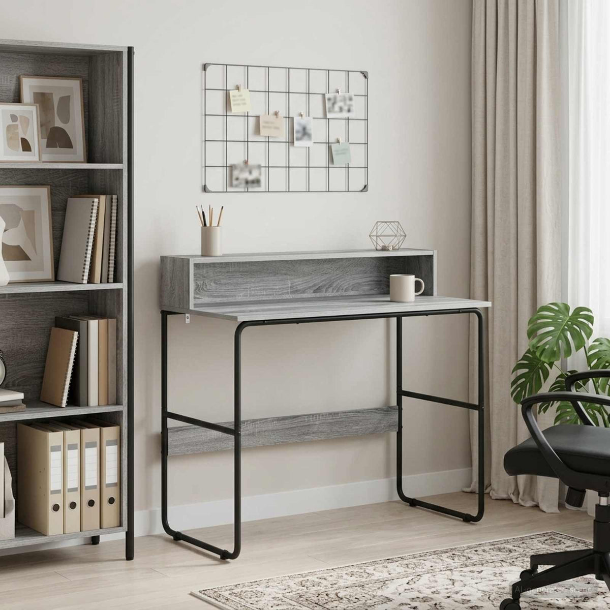 Desk with Storage Grey sonoma 100 x 50 x 91 cm