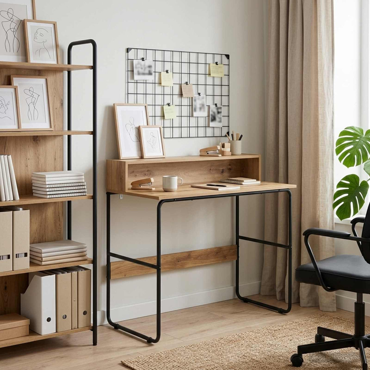 vidaXL Desk with Storage Artisan Oak 100 x 50 x 91 cm 1