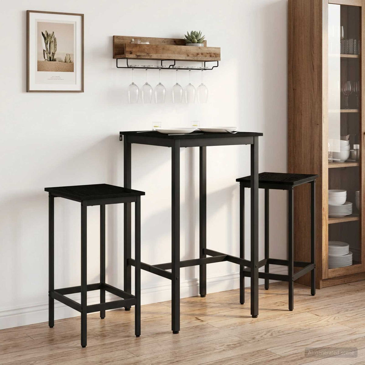 vidaXL Bar Table 52 x 52 x 110 cm Engineered Wood Black Oak 1