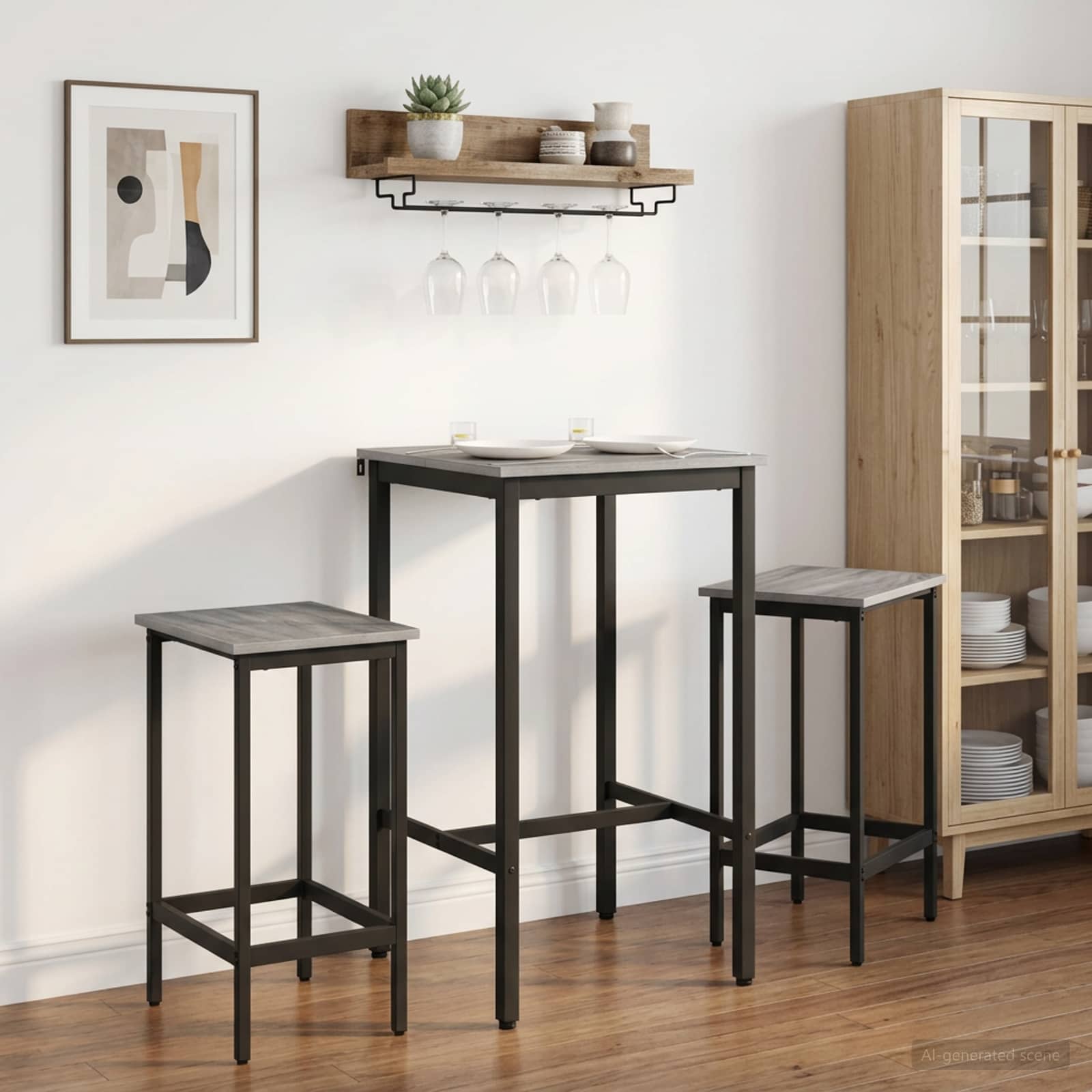 vidaXL Bar Table 52 x 52 x 110 cm Engineered Wood Grey Sonoma 1