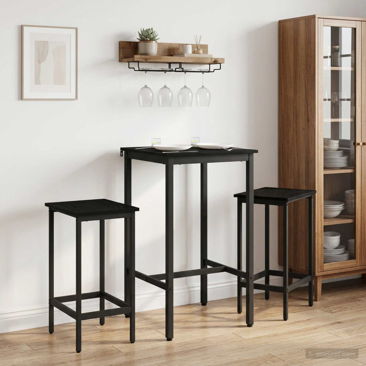 vidaXL Bar Stool 2 pcs Black Oak 40 x 32 x 74 cm Engineered Wood 1