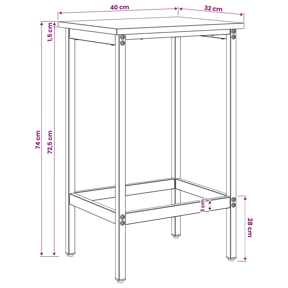 vidaXL Bar Stool 2 pcs Black Oak 40 x 32 x 74 cm Engineered Wood 6