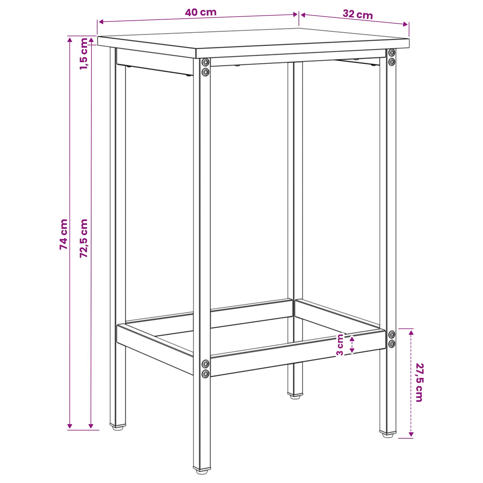 vidaXL Bar Stool 2 pcs Sonoma Oak 40 x 32 x 74 cm Engineered Wood 6