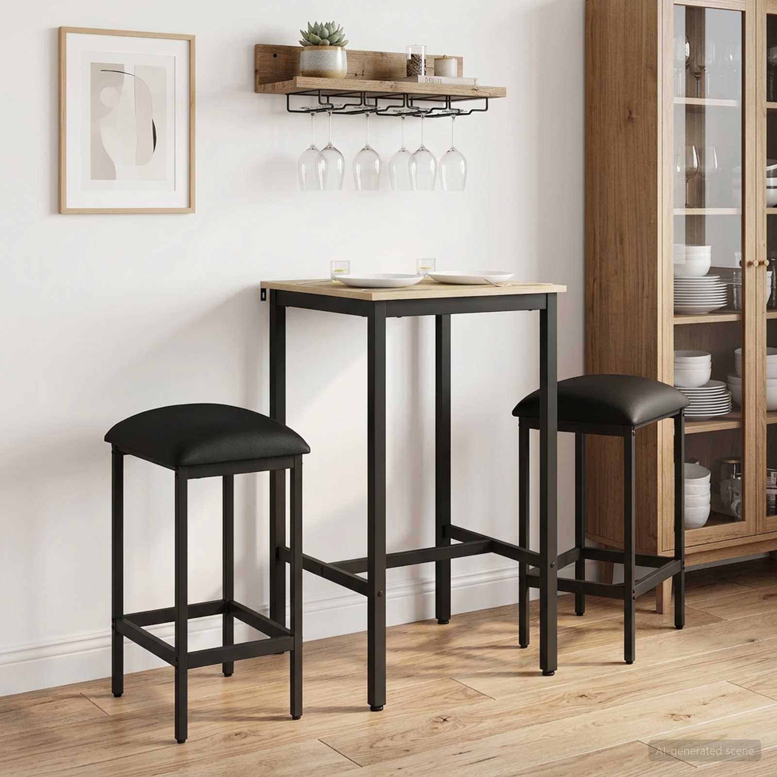 vidaXL Bar Stool 2 pcs Black 40 x 32 x 64 cm Engineered Wood 1