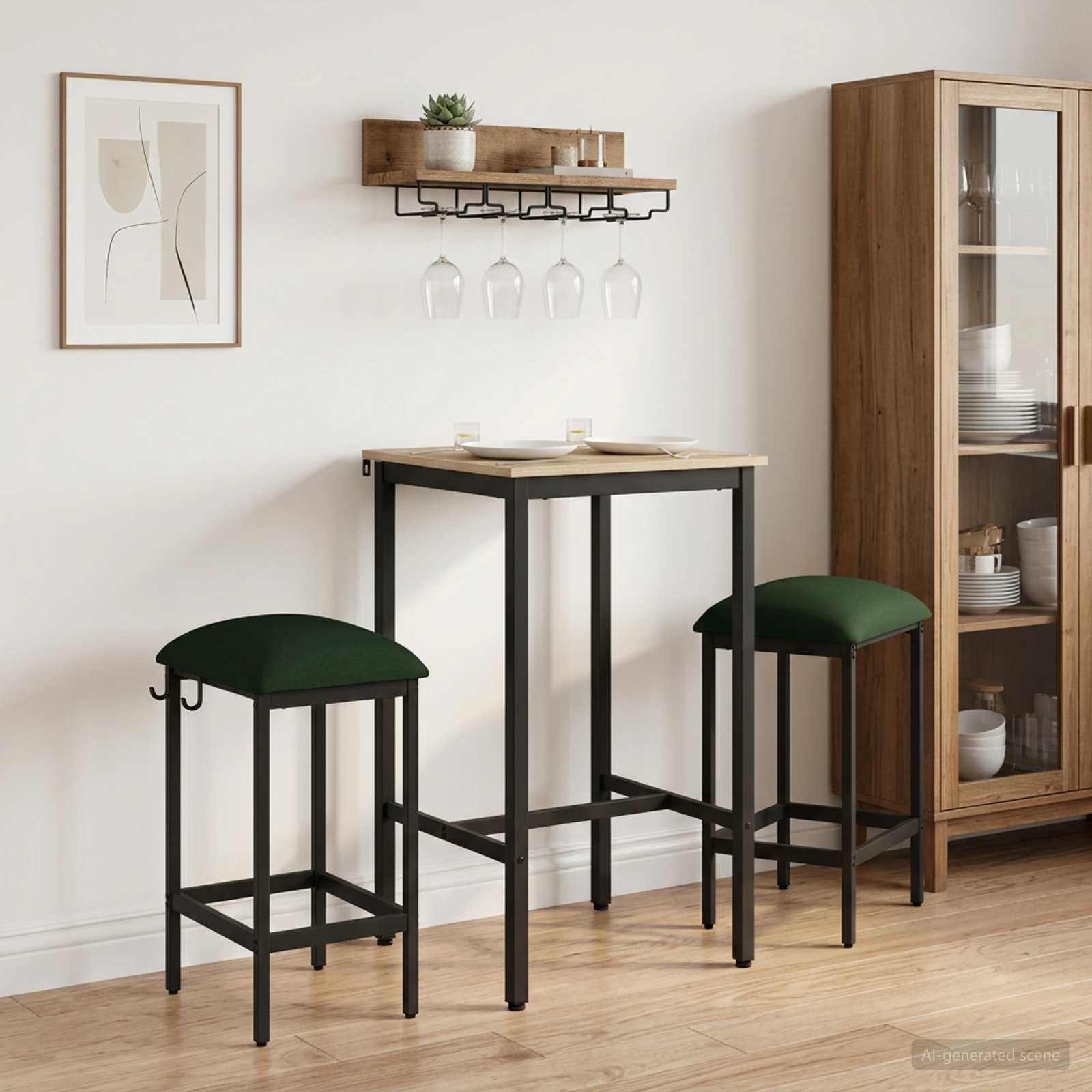 vidaXL Bar Stool 2 pcs Dark Green 40 x 32 x 64 cm Engineered Wood 1