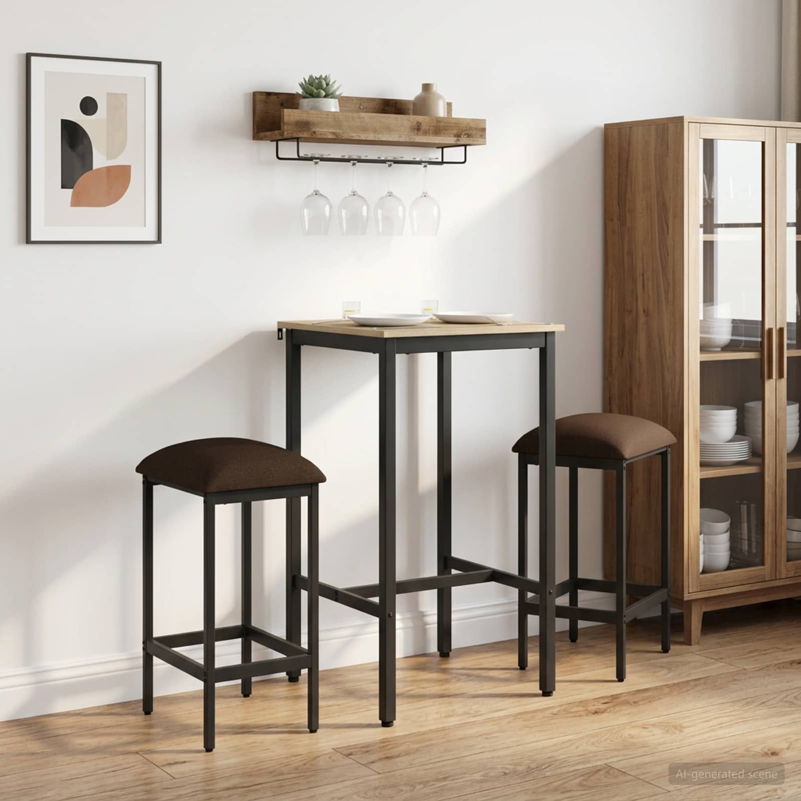 vidaXL Bar Stool 2 pcs Taupe 40 x 32 x 64 cm Engineered Wood 1