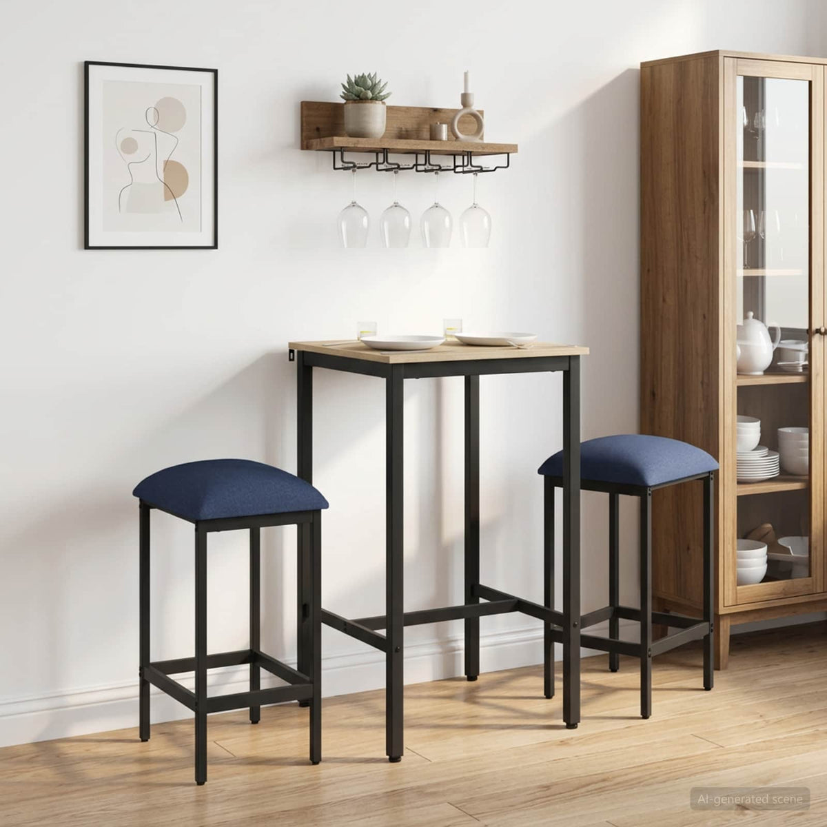 vidaXL Bar Stool 2 pcs Blue 40 x 32 x 74 cm Engineered Wood 1