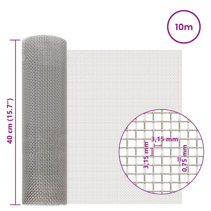 vidaXL Mesh Screen 40 x 1000 cm 6 Mesh Stainless Steel 201 Silver 6