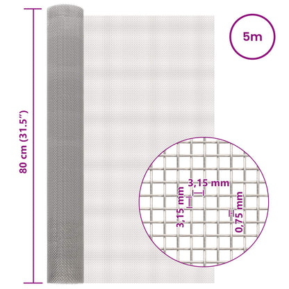 vidaXL Mesh Screen 80 x 500 cm 6 Mesh Stainless Steel 201 Silver 6