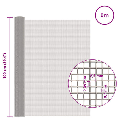 vidaXL Mesh Screen 100 x 500 cm 8 Mesh Stainless Steel 201 Silver 6