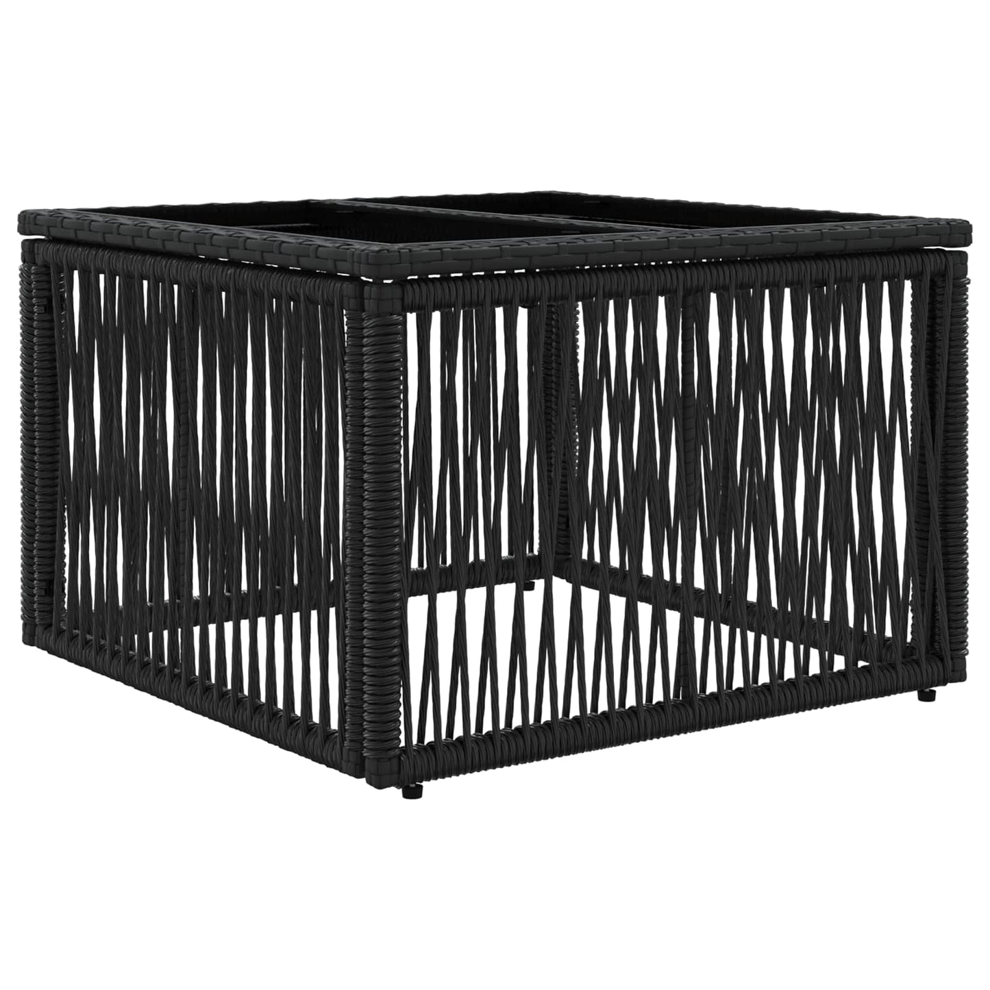 vidaXL Garden Table Black 55 x 55 x 37 cm PE Rattan and Glass 2