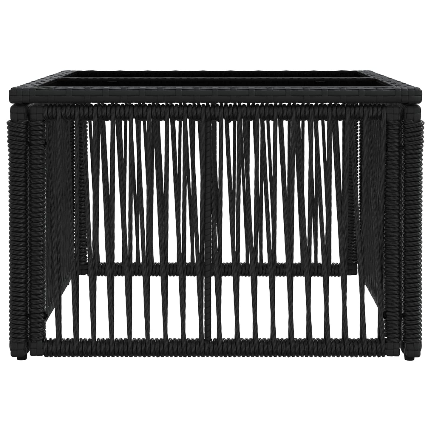 vidaXL Garden Table Black 55 x 55 x 37 cm PE Rattan and Glass 3