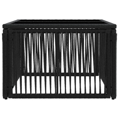 vidaXL Garden Table Black 55 x 55 x 37 cm PE Rattan and Glass 3