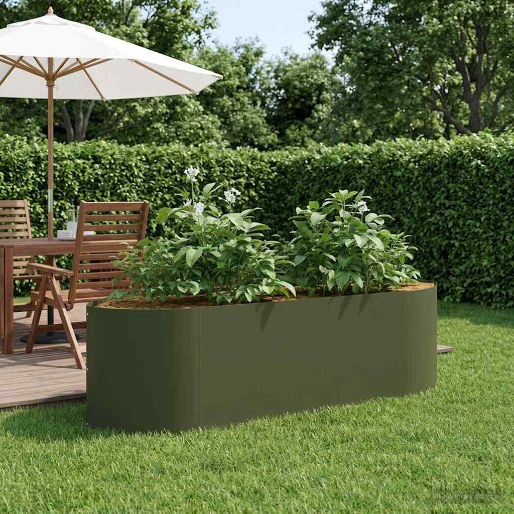 vidaXL Raised Garden Bed Olive Green 140 x 40x 40 cm Steel 1