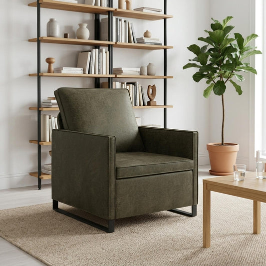 Armchair 70 x 81 x 82 cm Faux Suede Fabric Army green 60 cm