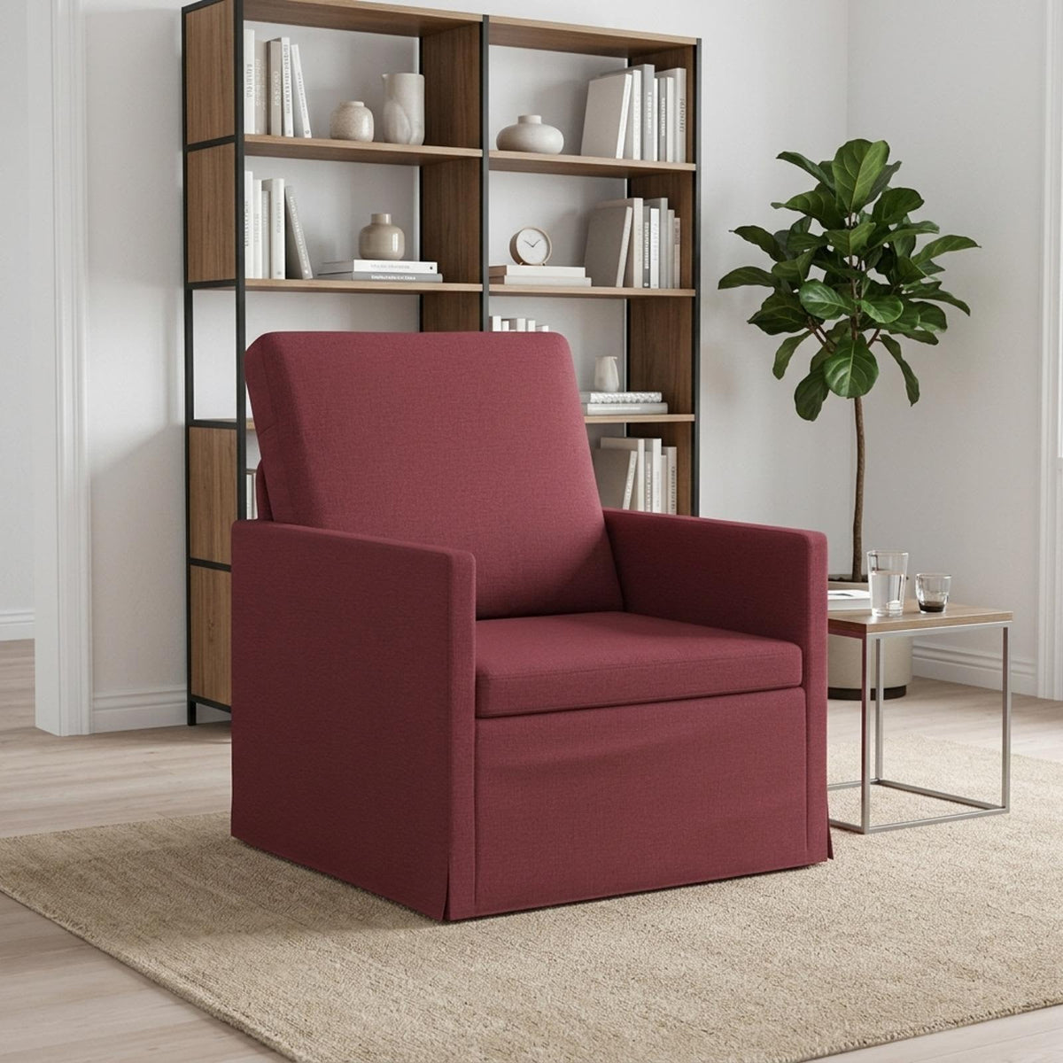 Armchair 70 x 81 x 82 cm Fabric 60 cm Wine red