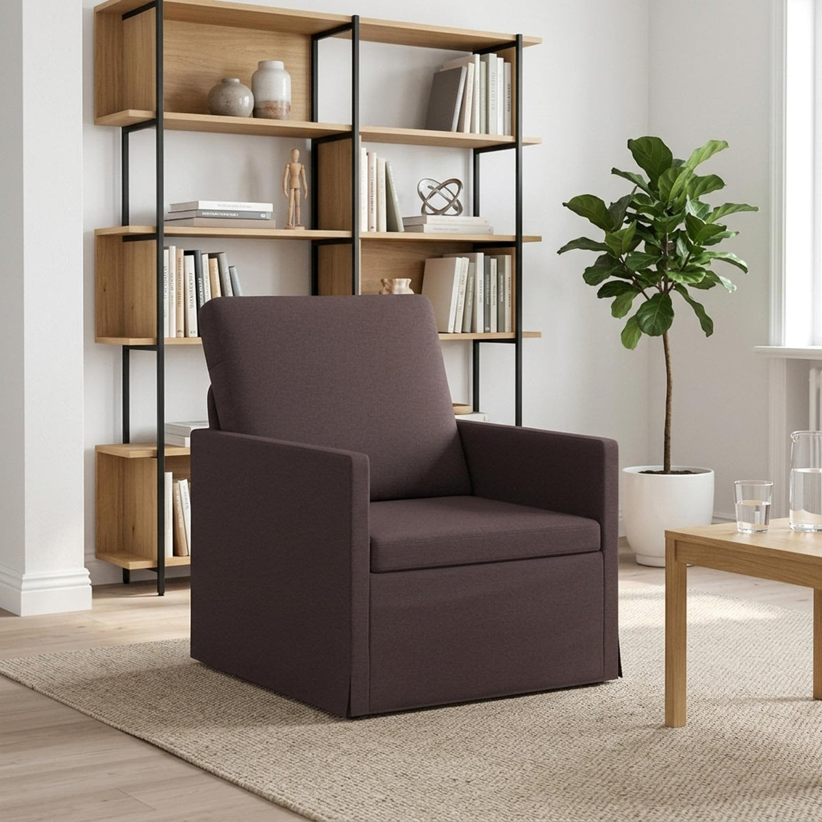 Armchair 70 x 81 x 82 cm Fabric 60 cm Dark brown