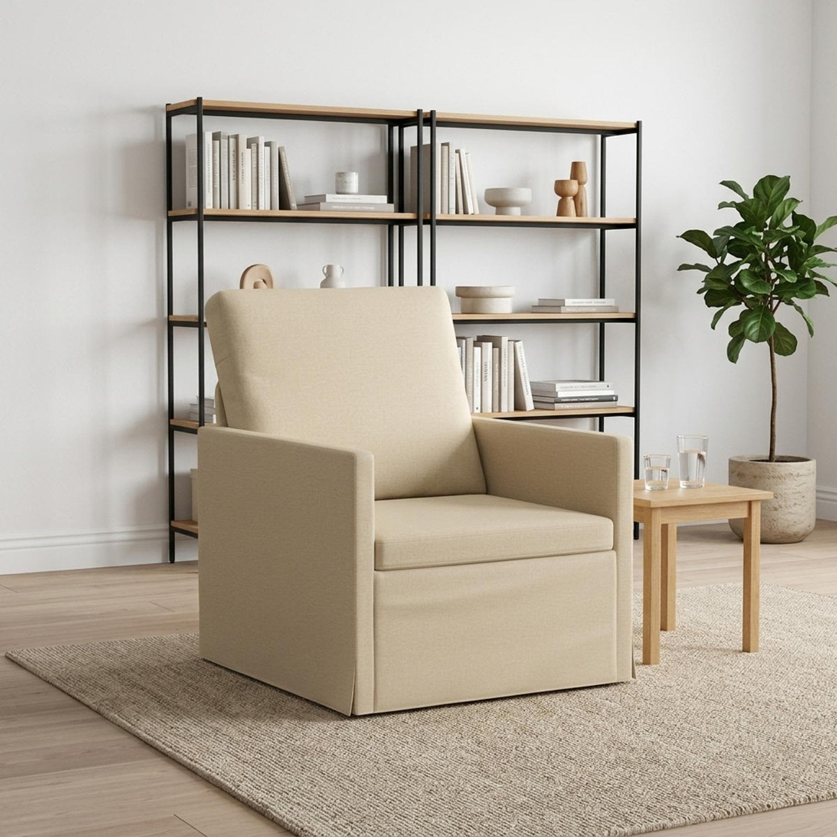 Armchair 70 x 81 x 82 cm Fabric 60 cm Cream
