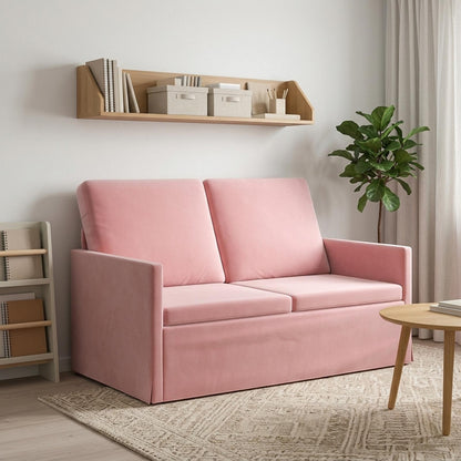 2 Seater Sofa 130 x 81 x 82 cm Velvet 120 cm Pink