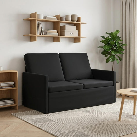 2 Seater Sofa 130 x 81 x 82 cm Velvet 120 cm Black