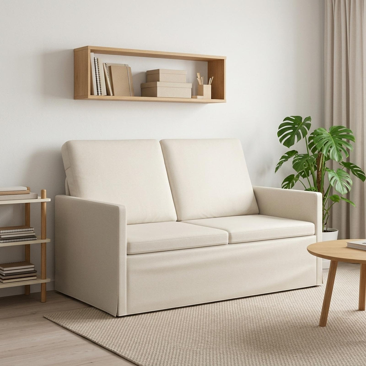 2 Seater Sofa 130 x 81 x 82 cm Velvet 120 cm Cream