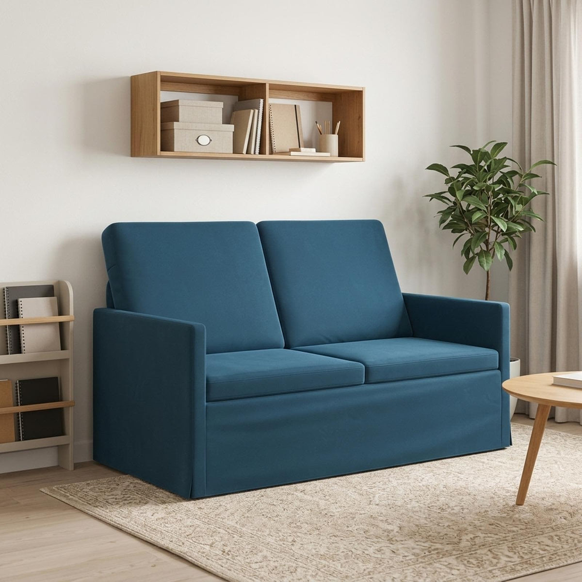 2 Seater Sofa 130 x 81 x 82 cm Velvet 120 cm Blue