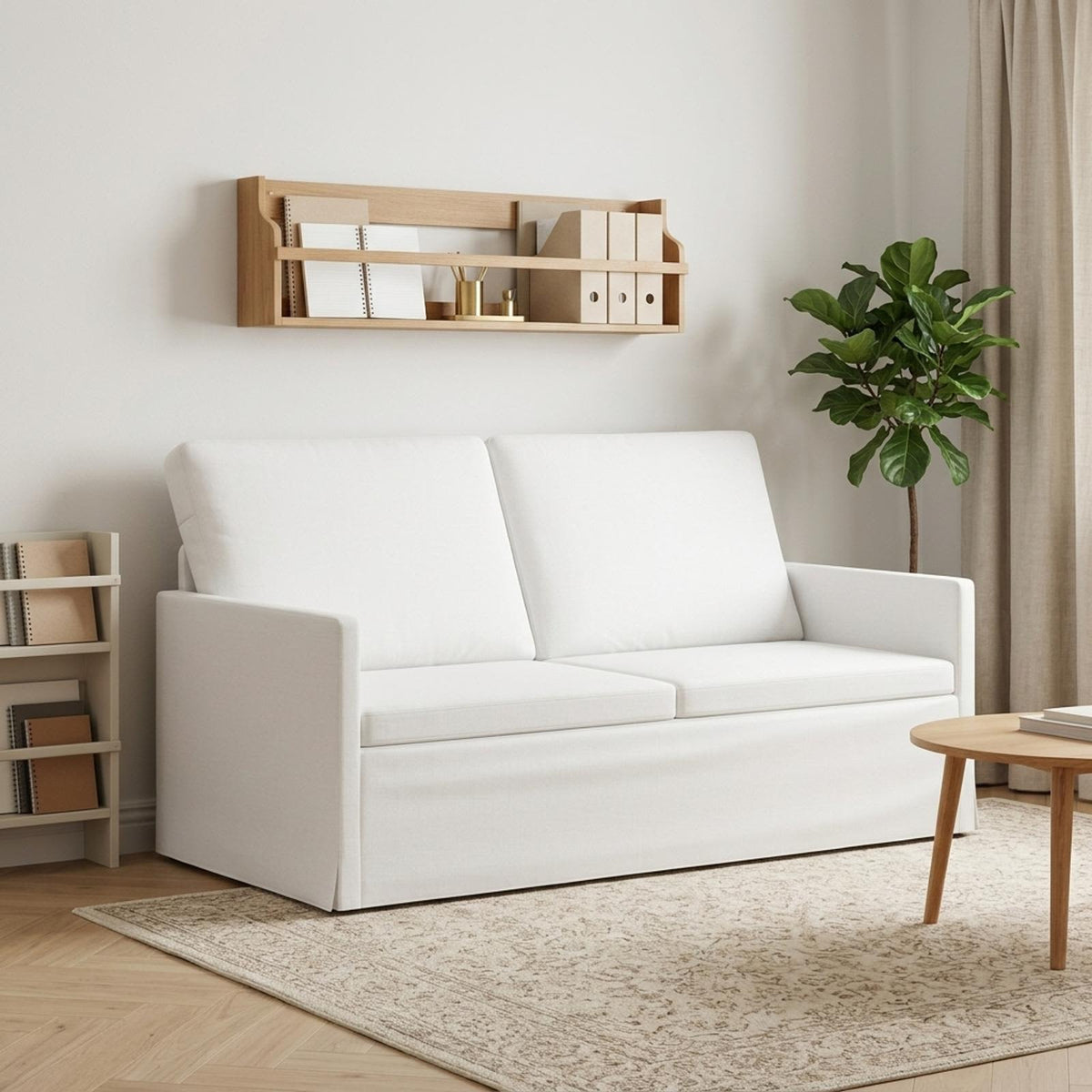 2 Seater Sofa 150 x 81 x 82 cm Fabric 140 cm White