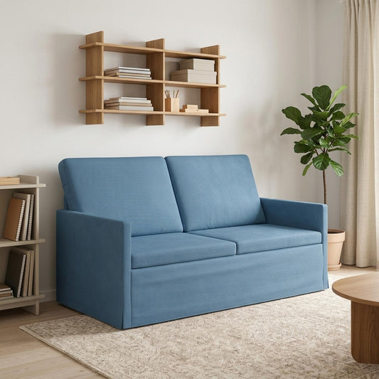 2 Seater Sofa 150 x 81 x 82 cm Corduroy Fabric 140 cm Blue