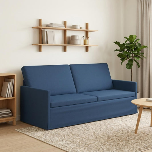 3 Seater Sofa 190 x 81 x 82 cm Fabric 180 cm Blue