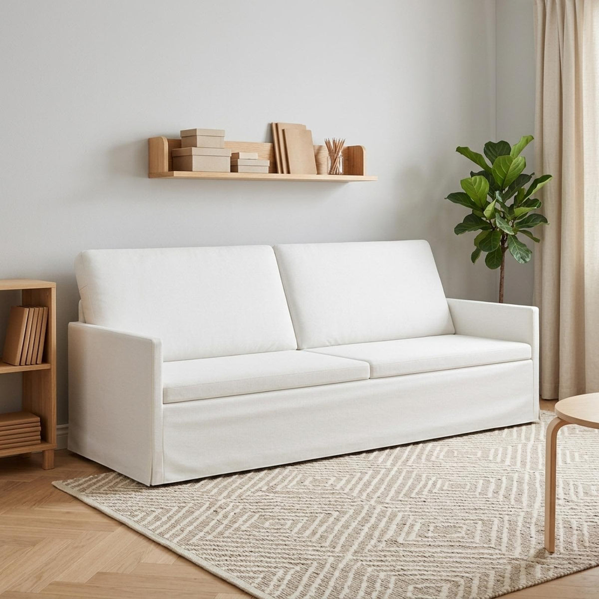 3 Seater Sofa 220 x 81 x 82 cm Fabric 210 cm White