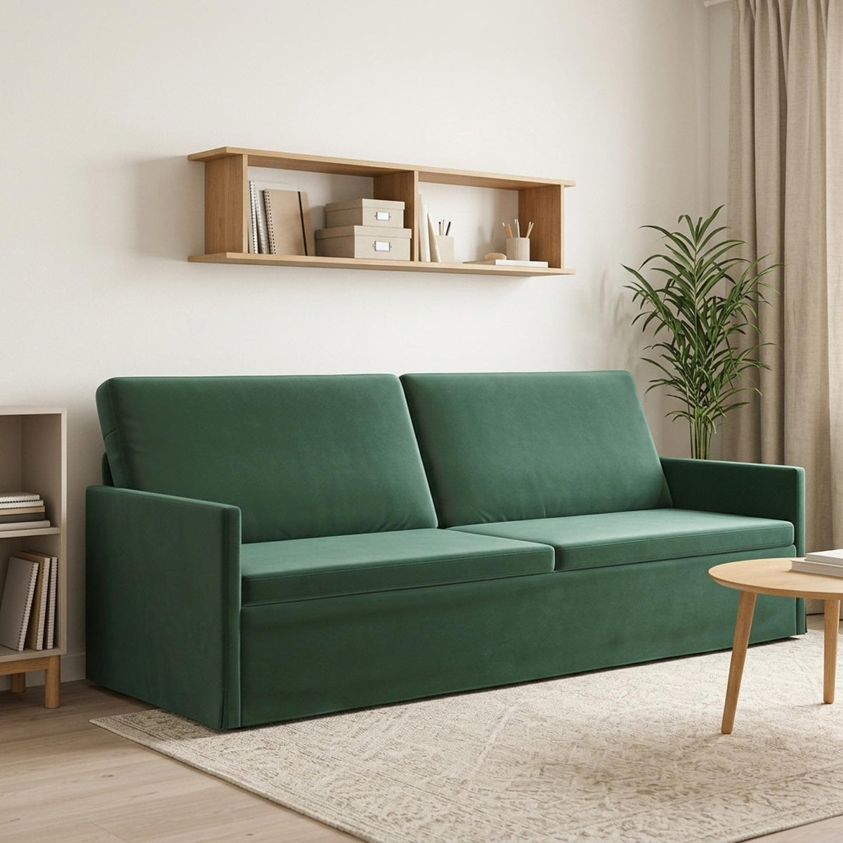 3 Seater Sofa 220 x 81 x 82 cm Velvet 210 cm Dark green