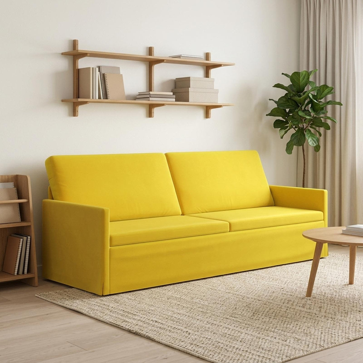 3 Seater Sofa 220 x 81 x 82 cm Velvet 210 cm Yellow