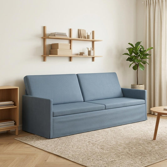 3 Seater Sofa 220 x 81 x 82 cm Corduroy Fabric 210 cm Blue