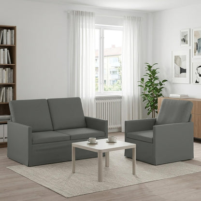 Sofa Set 2 pcs Fabric 1-Seater + 2-Seater (120 cm) Dark grey
