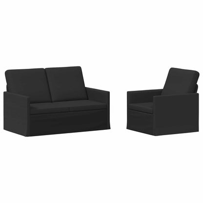 Sofa Set 2 pcs Fabric 1-Seater + 2-Seater (120 cm) Black
