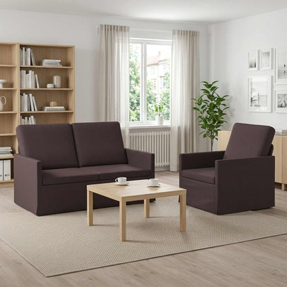 Sofa Set 2 pcs Fabric 1-Seater + 2-Seater (120 cm) Dark brown